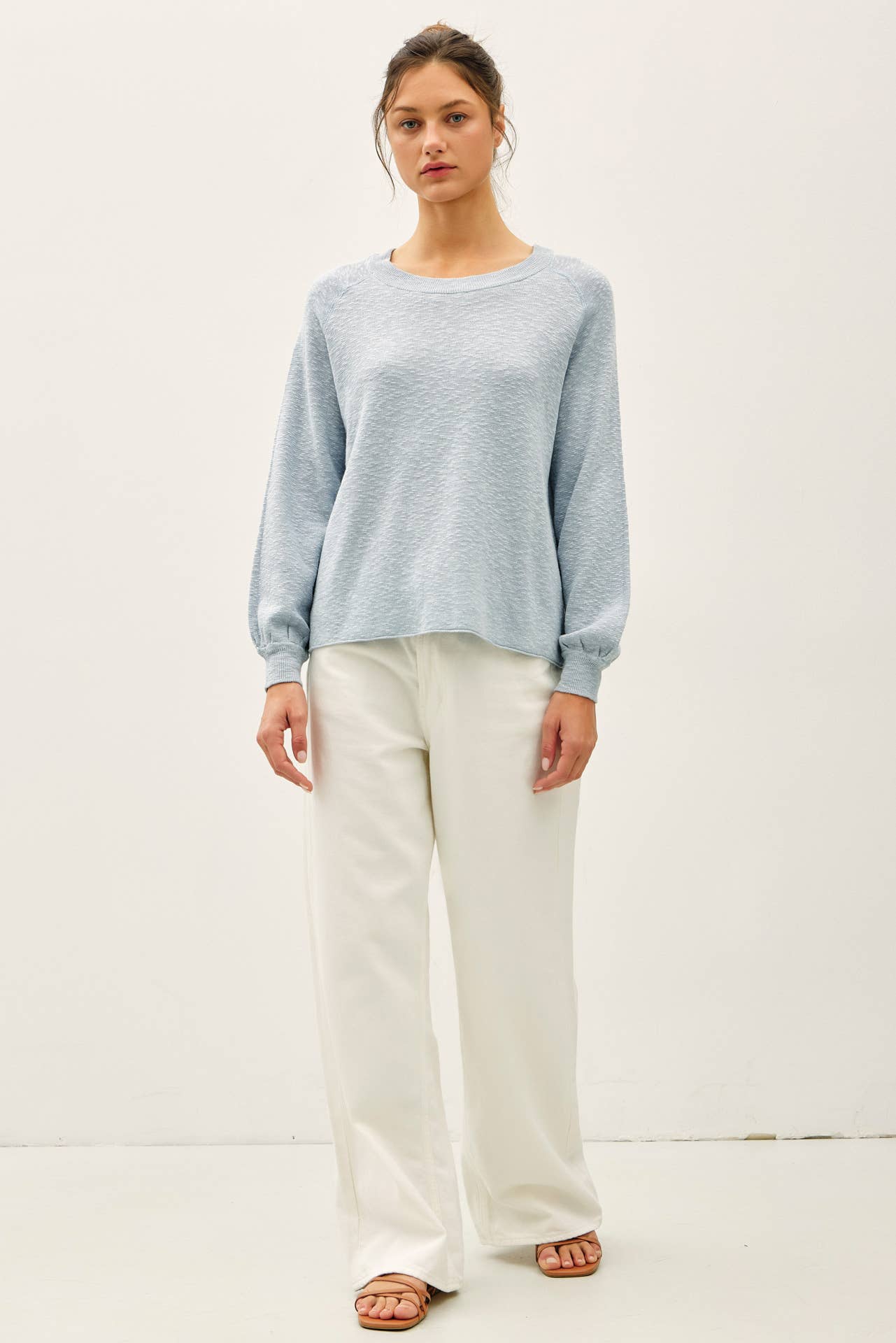 Be Cool - RAGLAN LONG SLEEVE PULLOVER SLUB YARN KNIT SWEATER