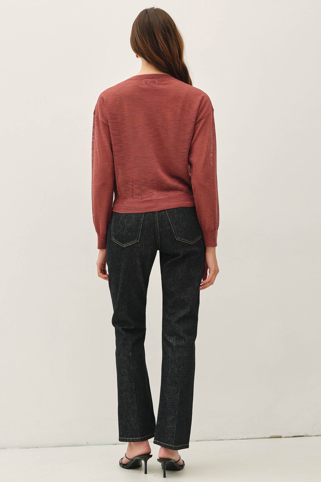 Be Cool - ULTRA FINE SLUBBED V-NECK FINE KNIT CARDIGAN