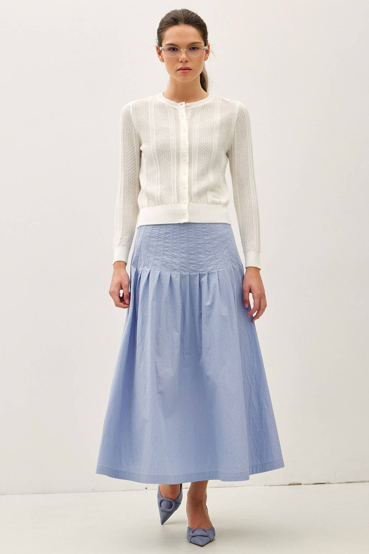 Be Cool - POINTELLE CROPPED SLIM CARDIGAN