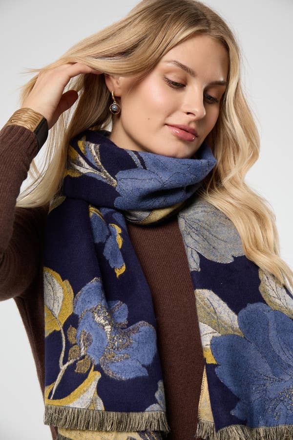 SAACHI - Gilded Floral Reversible Scarf