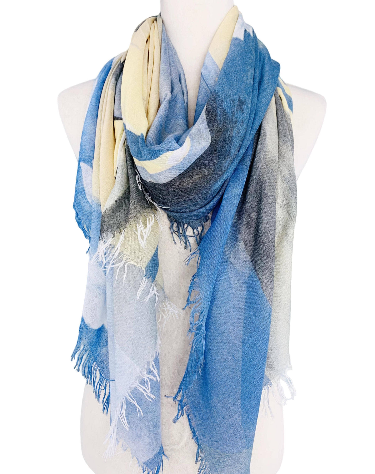 JC Sunny Fashion - JC021006 Blue-Multi Abstract Scarf