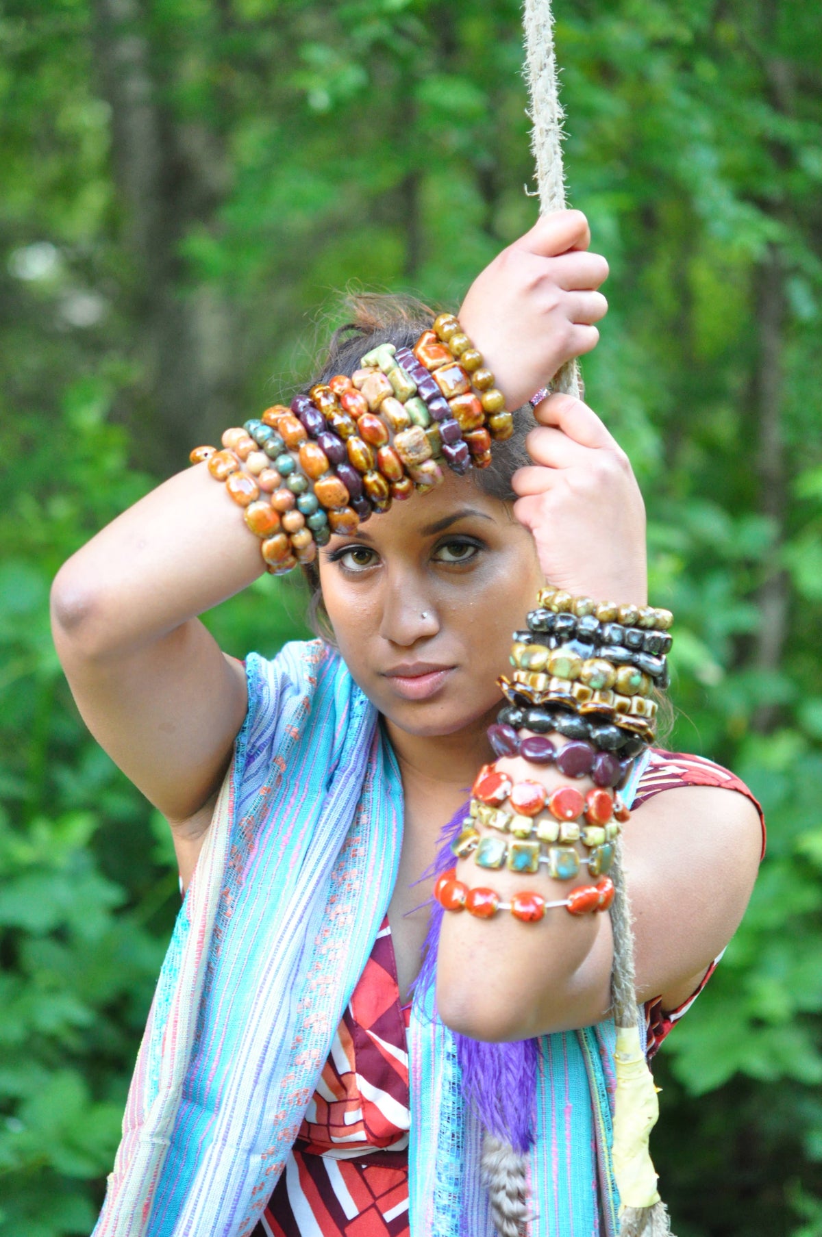 Mixed Color and Shape Clay Bead Stretch Bracelets