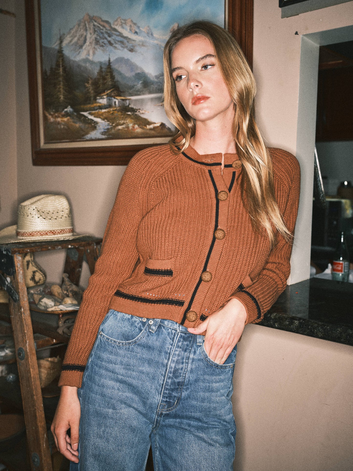 Aaron & Amber - AJJ5063 CHUNKY BUTTON DOWN CARDIGAN