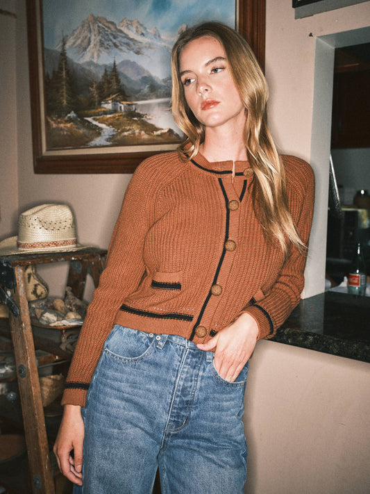 Aaron & Amber - AJJ5063 CHUNKY BUTTON DOWN CARDIGAN