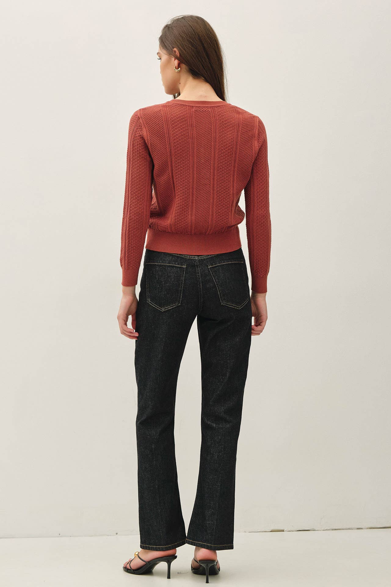 Be Cool - POINTELLE CROPPED SLIM CARDIGAN
