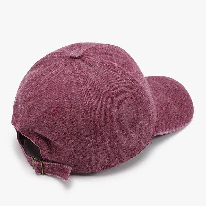 Embroidered Heart Design Washed Cotton Baseball Cap