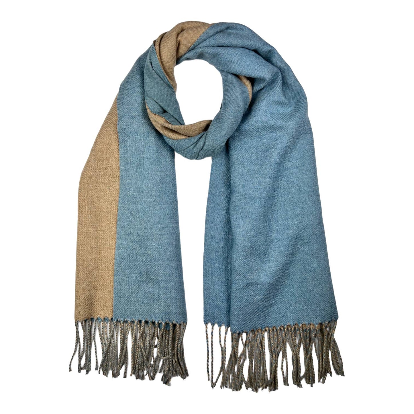 London Scarves - Reversible two tone coloured plain cashmere blend scarf