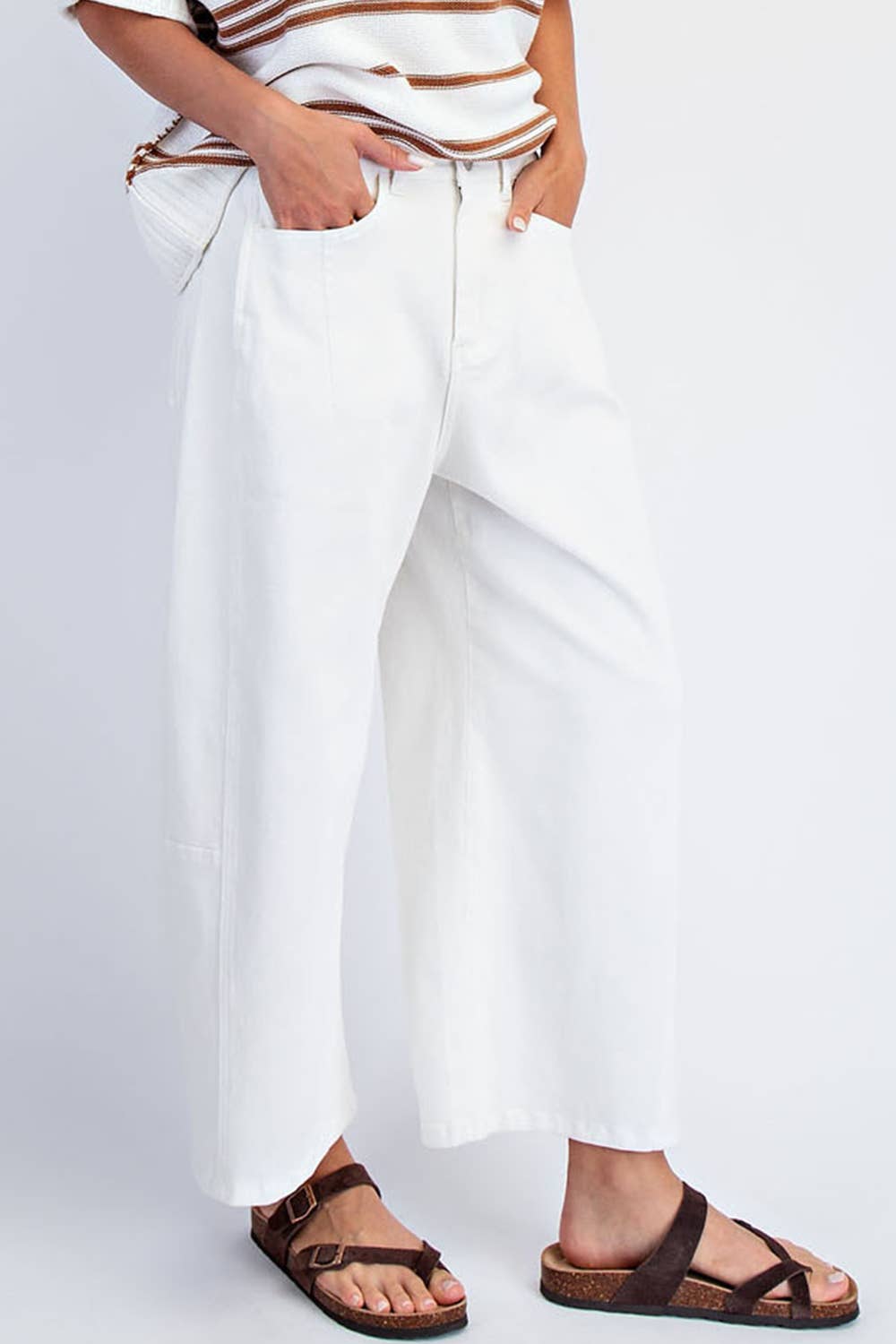 COTIERRA - MID RISE BARREL COTTON TWILL JEANS