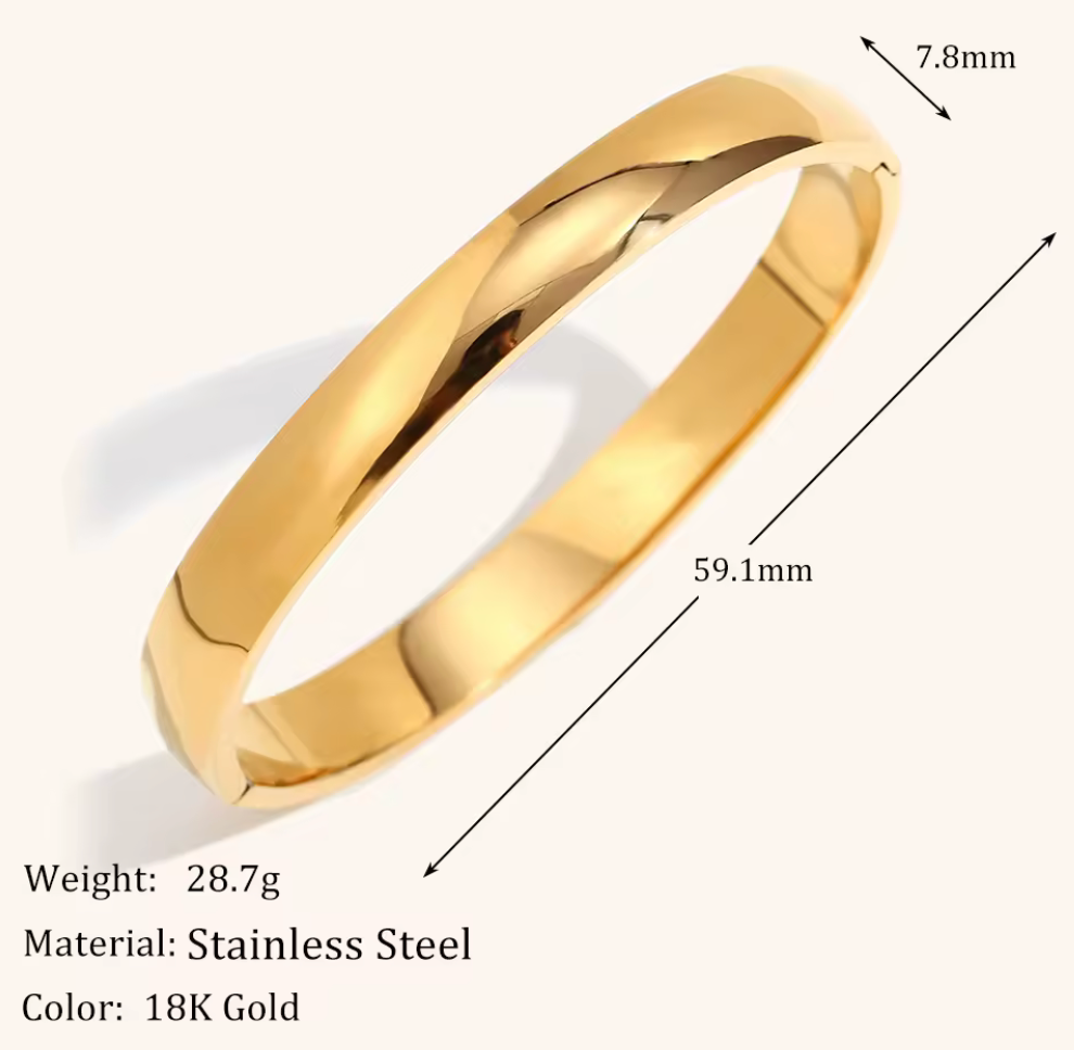 Sofia-Hinge Bangle 14K Gold  Waterproof- PVD plated