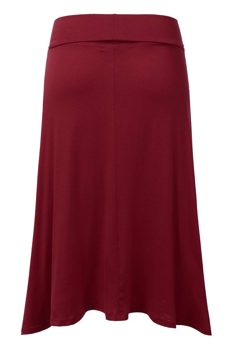 High Waist Elastic Flared Midi Skirt - NINEXIS