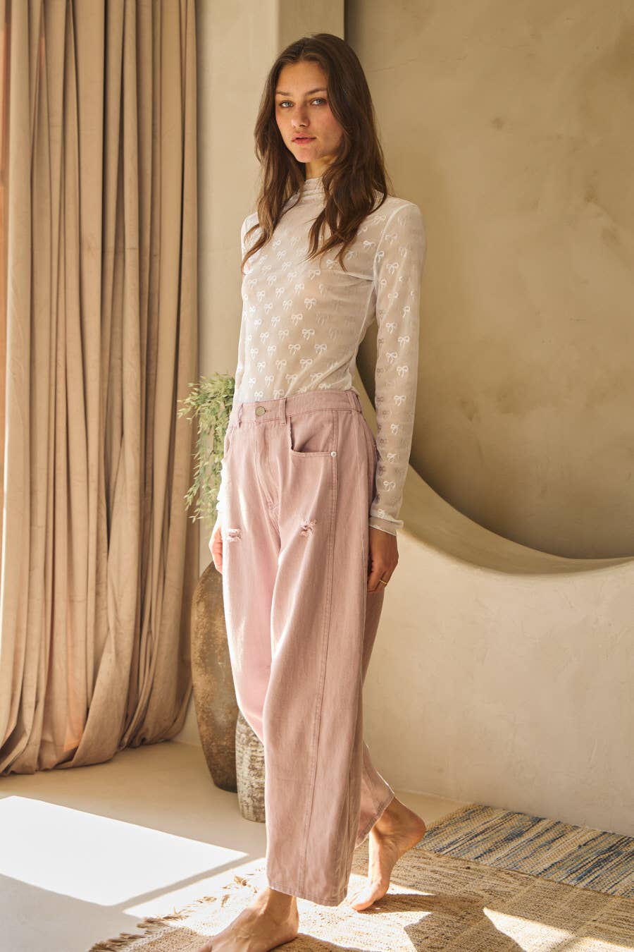Oddi - Acid Washed Colored Barrel Denim Pants