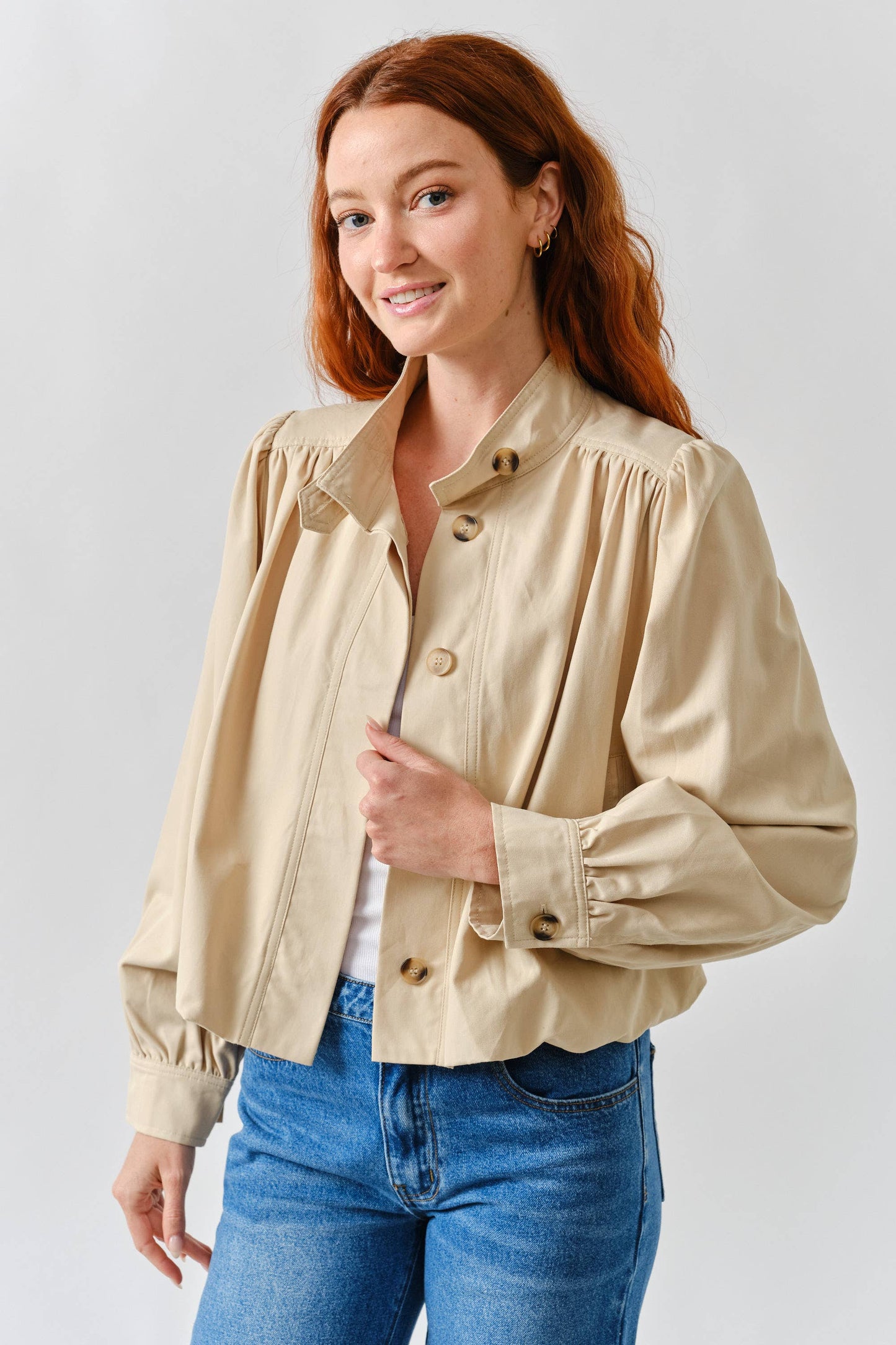 Aaron & Amber - MAJ3308 SHORT BALLON TRENCH JACKET