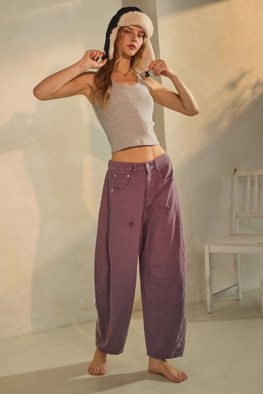 Oddi - Acid Washed Colored Barrel Denim Pants