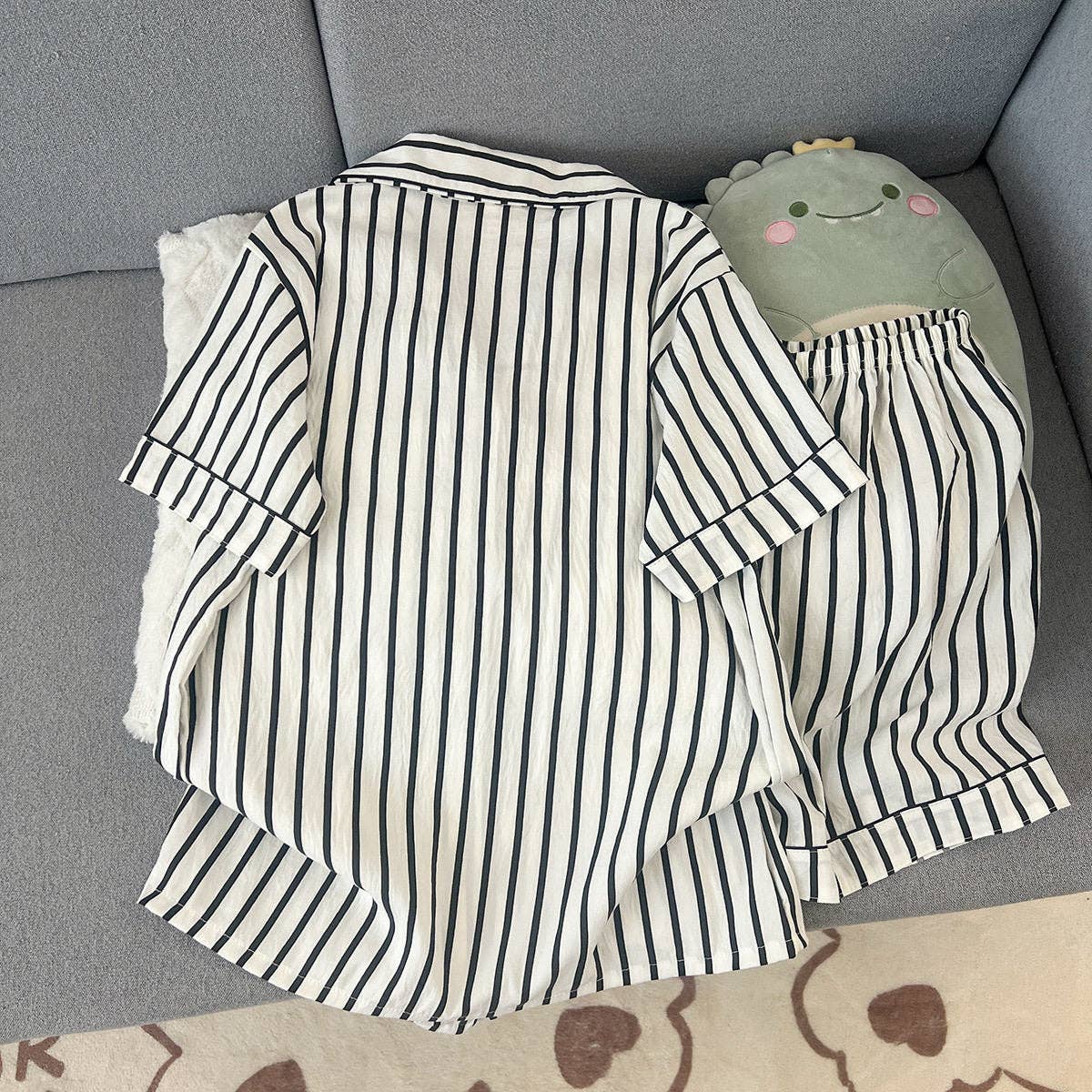 Summer Short Sleeve Cloud Cotton Pajama Set Women Shorts Homewear - Sheer trend