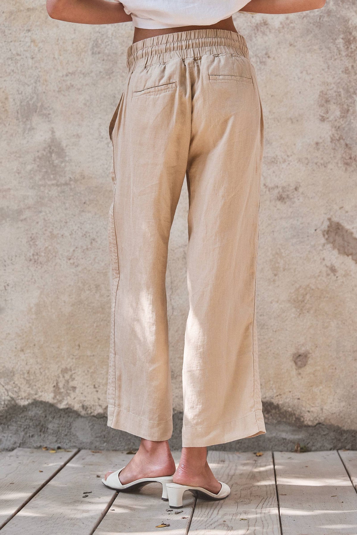 Urban Daizy - Linen Wide-Leg Drawstring Pants