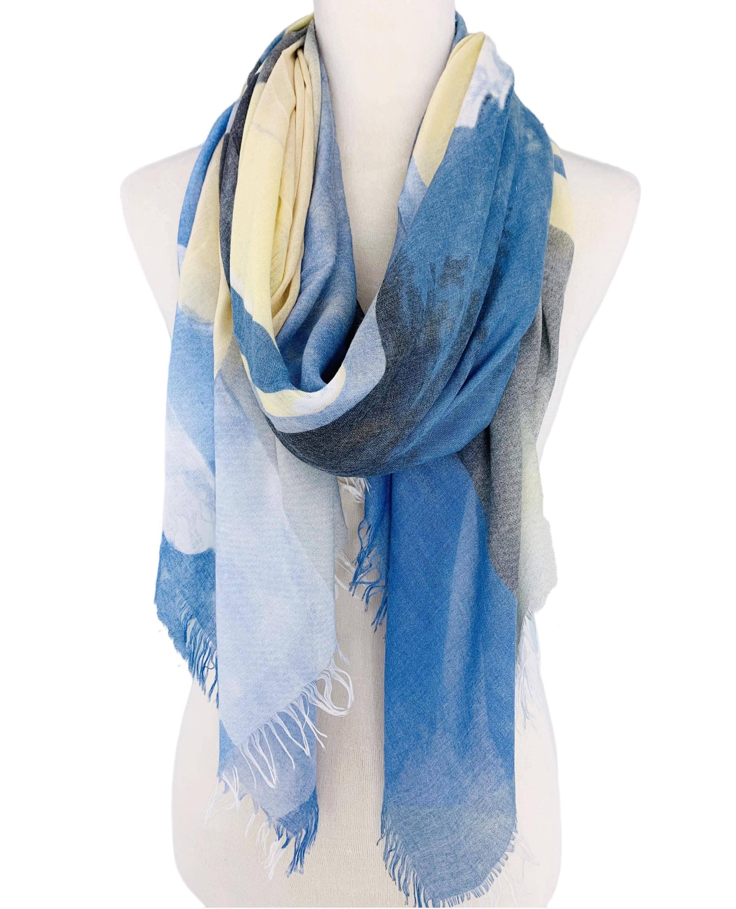 JC Sunny Fashion - JC021006 Blue-Multi Abstract Scarf