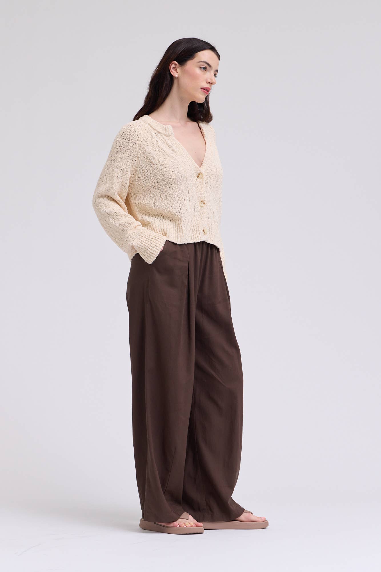 Grade & Gather - 80476TY - TEXTURED VNECK CARDIGAN