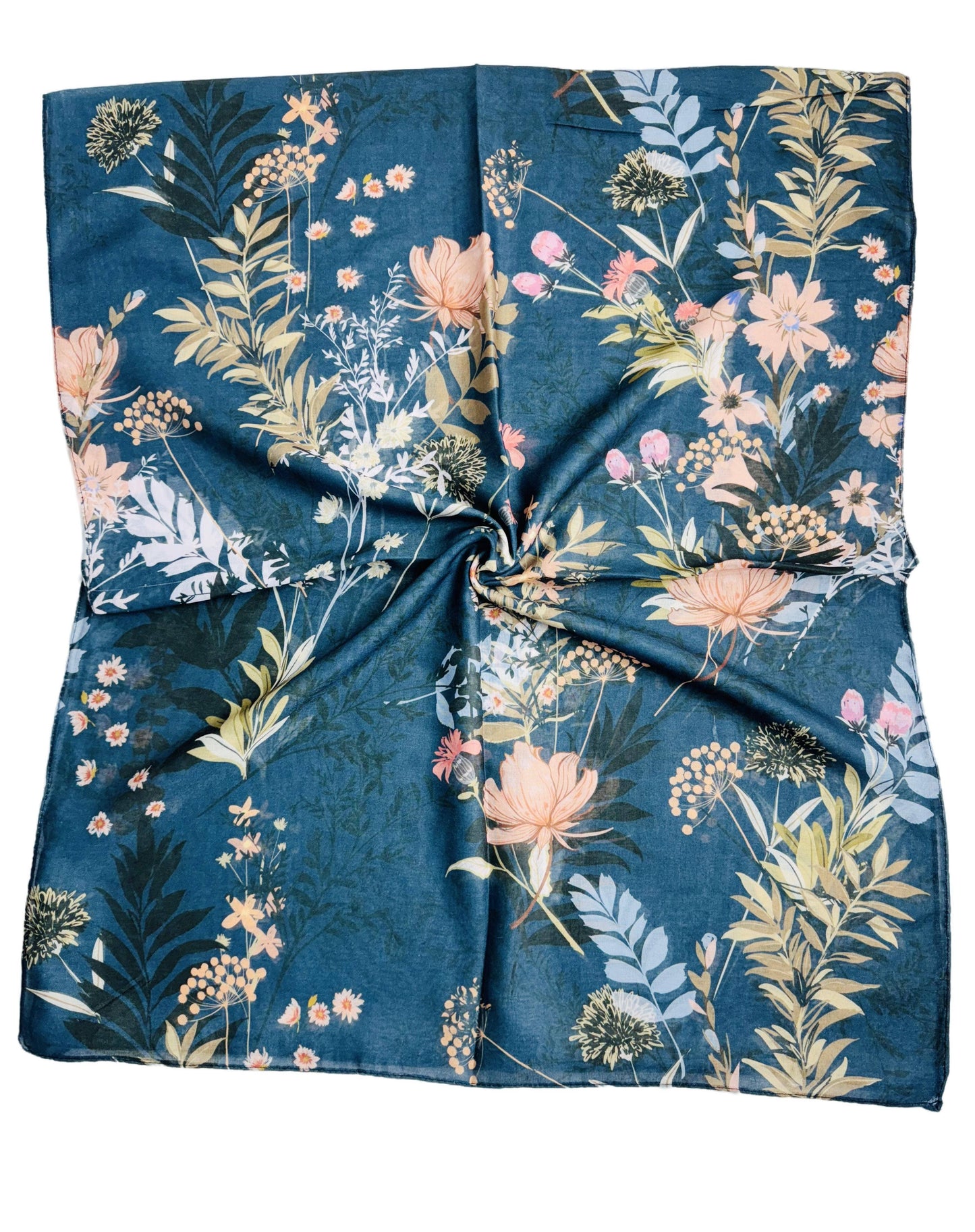 JC Sunny Fashion - JC071153 Teal-Pink Floral Scarf