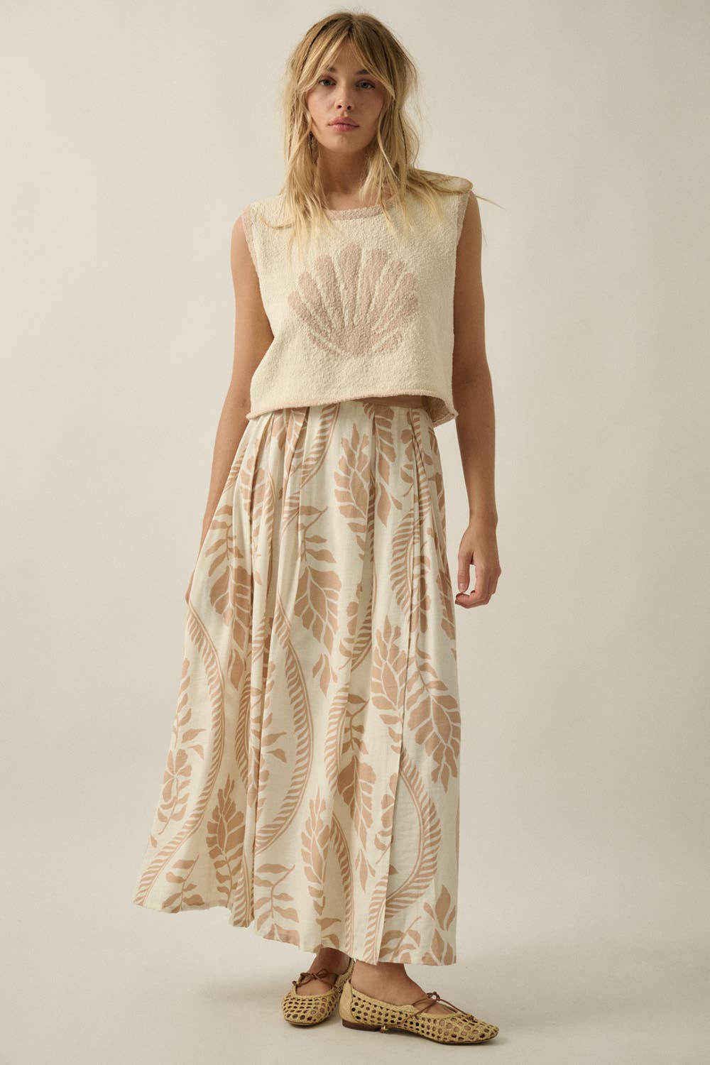 Promesa USA - Floral-Print Woven Wrapped Pleated Maxi Skirt