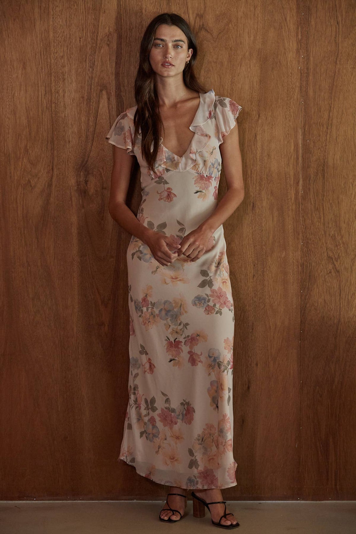 Woven Polyester Floral Print Flare Maxi - By together
