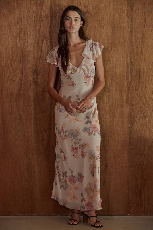 Woven Polyester Floral Print Flare Maxi - By together