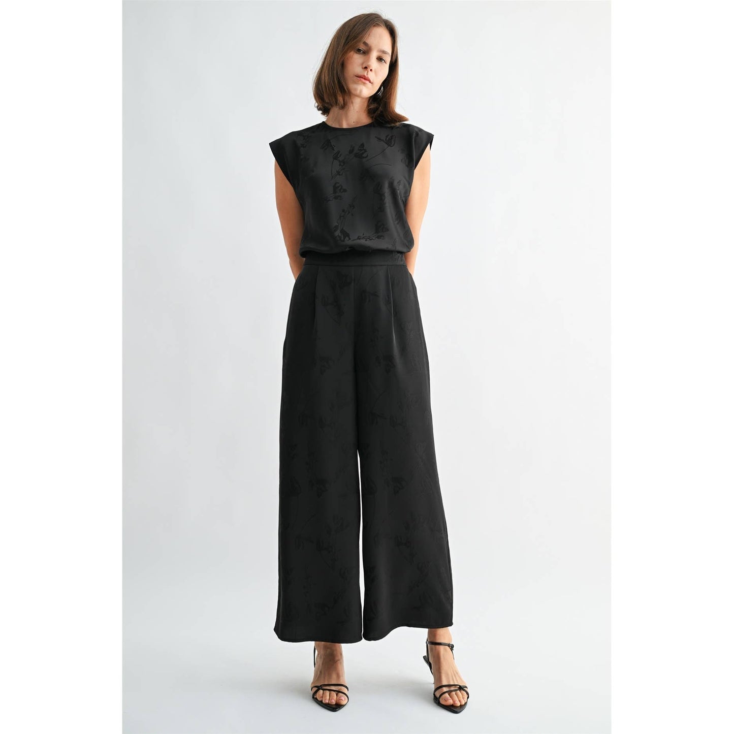 SATIN JACQUARD PANTS