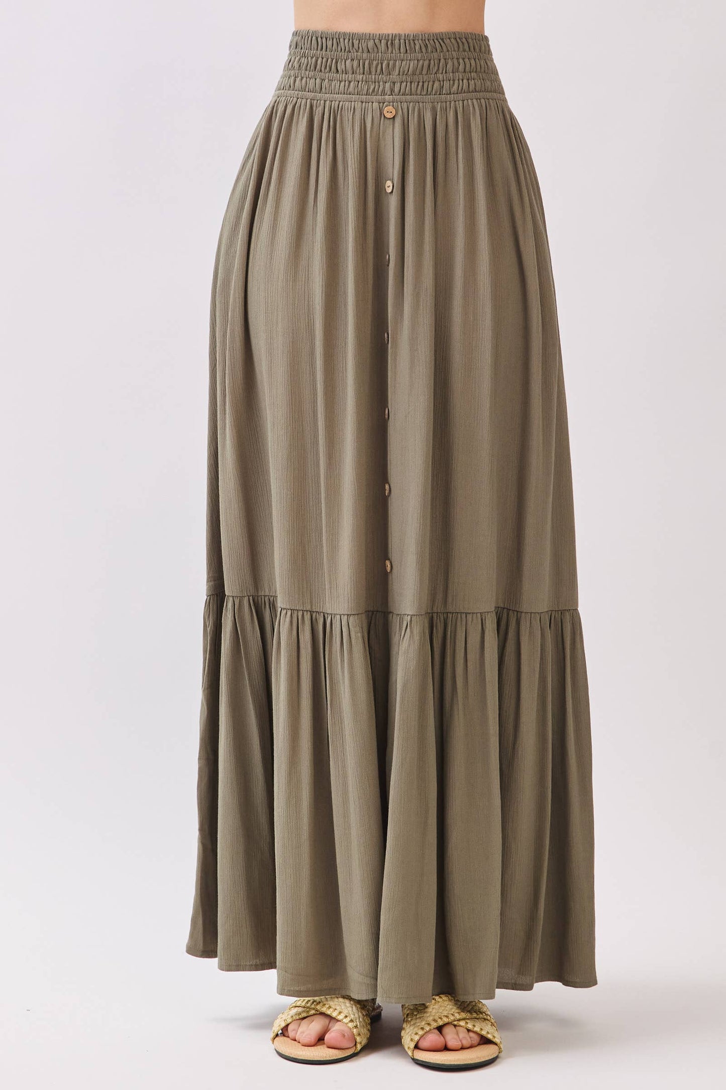 Ruffled Smocked Waist Tiered Maxi Skirt - Final Touch