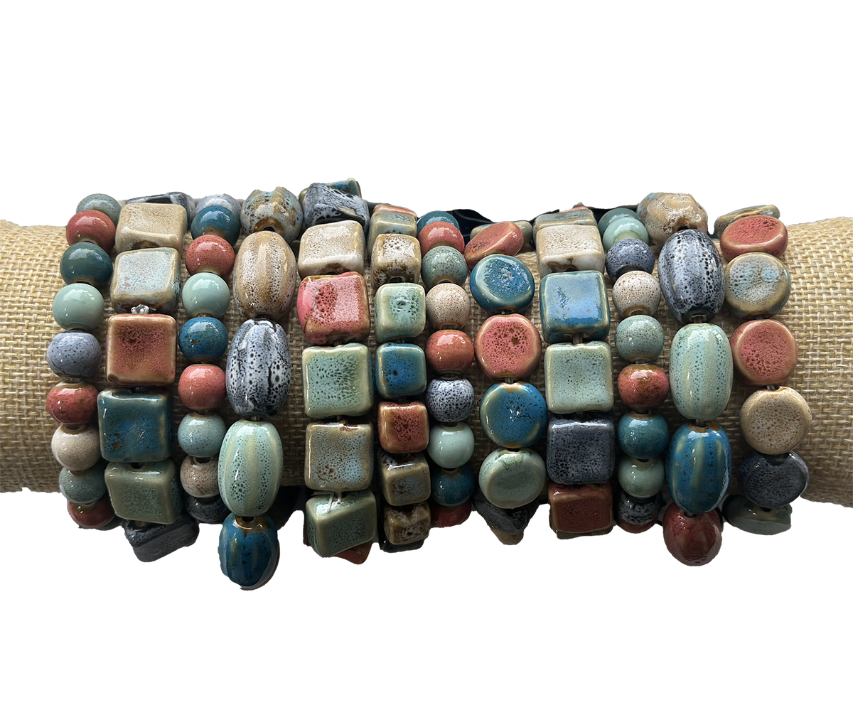 Chloe & Lex - Beach Day Multi-Color Clay Bead Stretch Bracelet
