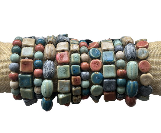 Chloe & Lex - Beach Day Multi-Color Clay Bead Stretch Bracelet