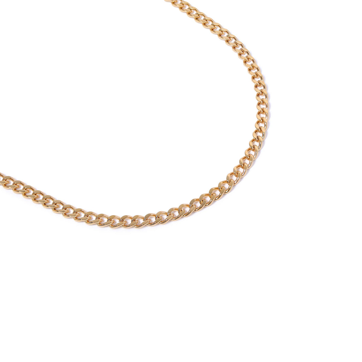 18K Gold PVD Stainless Steel Curb Chain Necklace - WJW