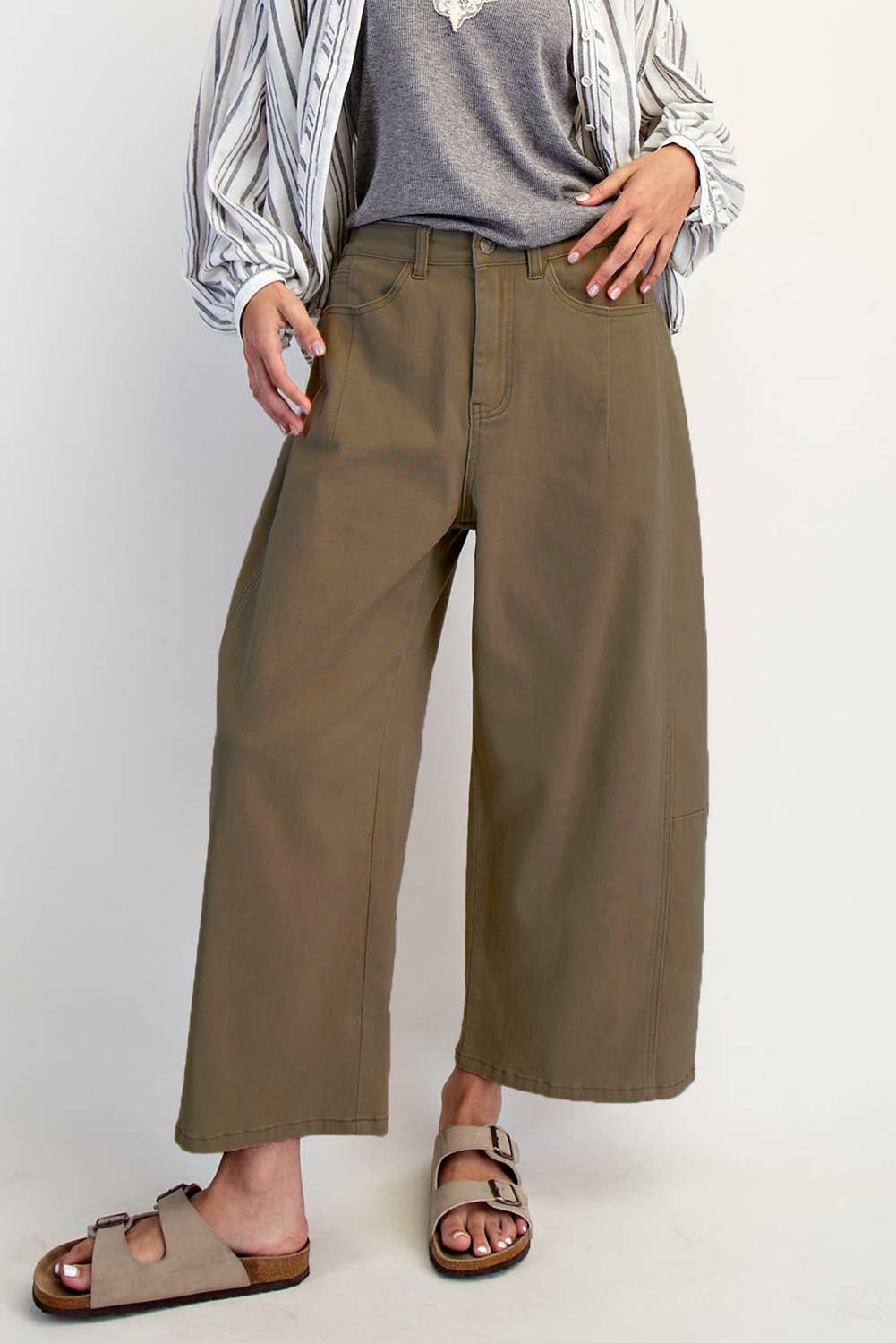COTIERRA - MID RISE BARREL COTTON TWILL JEANS
