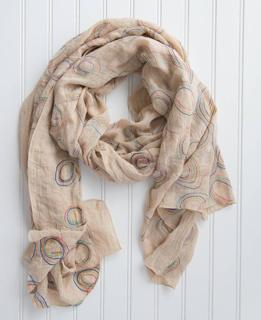 Chloe & Lex - Rainbow Embroidered Loops Scarf – Cotton Blend