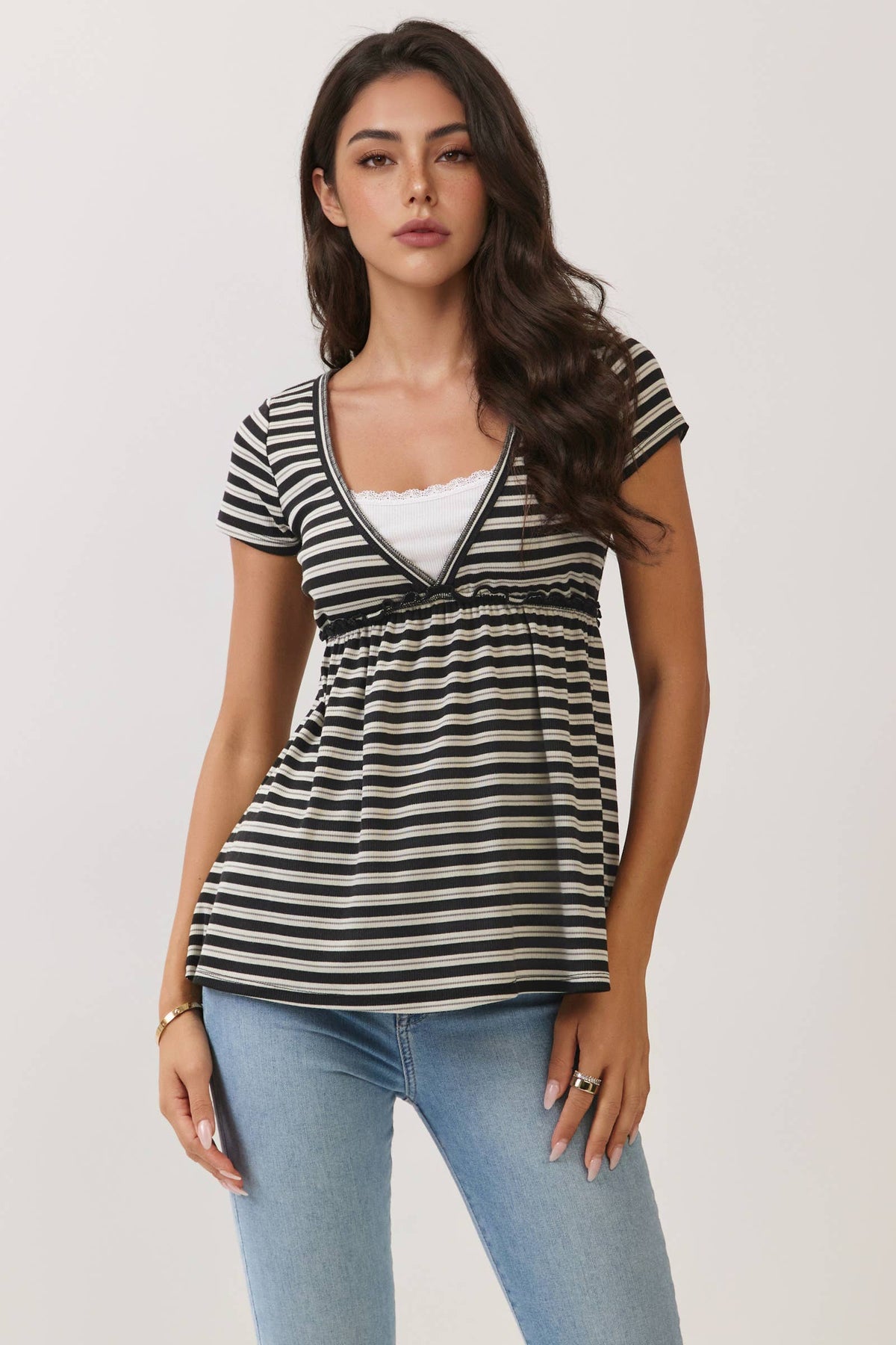 SURPLUS EMPIRE BABYDOLL SHORT SLEEVE TOP - Heart & Hips