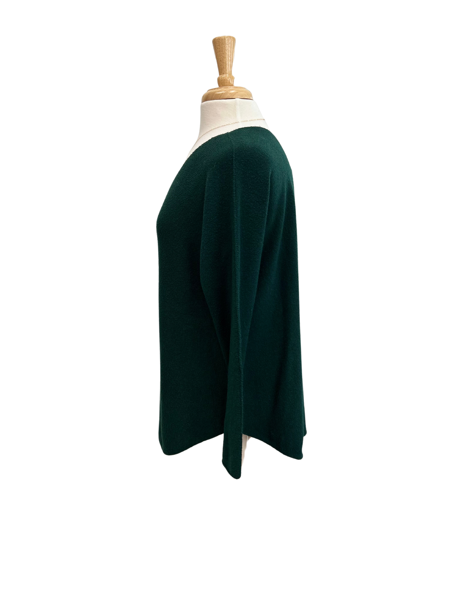 V-Neck Round Hem Long Sleeve Pullover