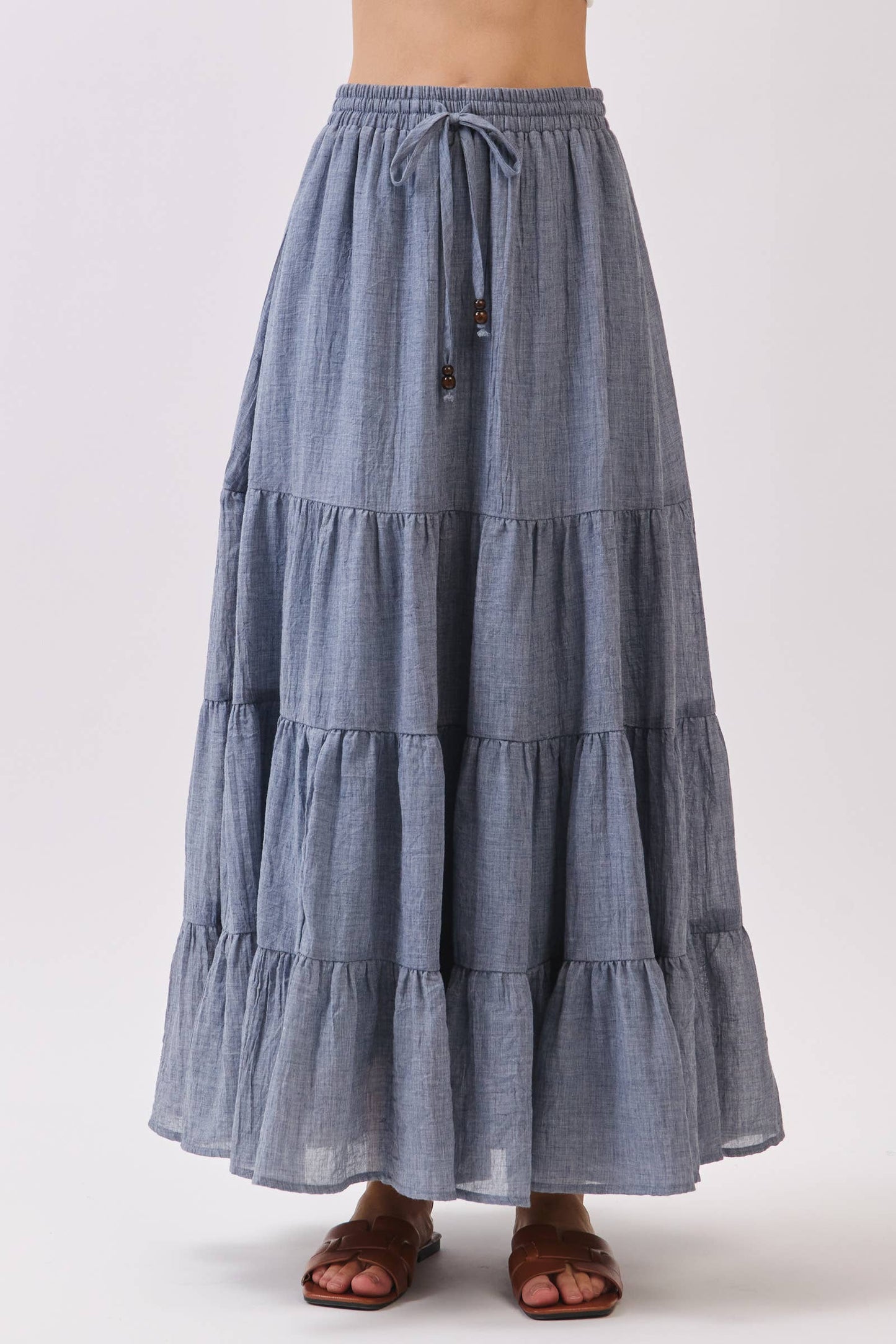 Tiered Coconut Tie Detail Maxi Skirt - Final Touch