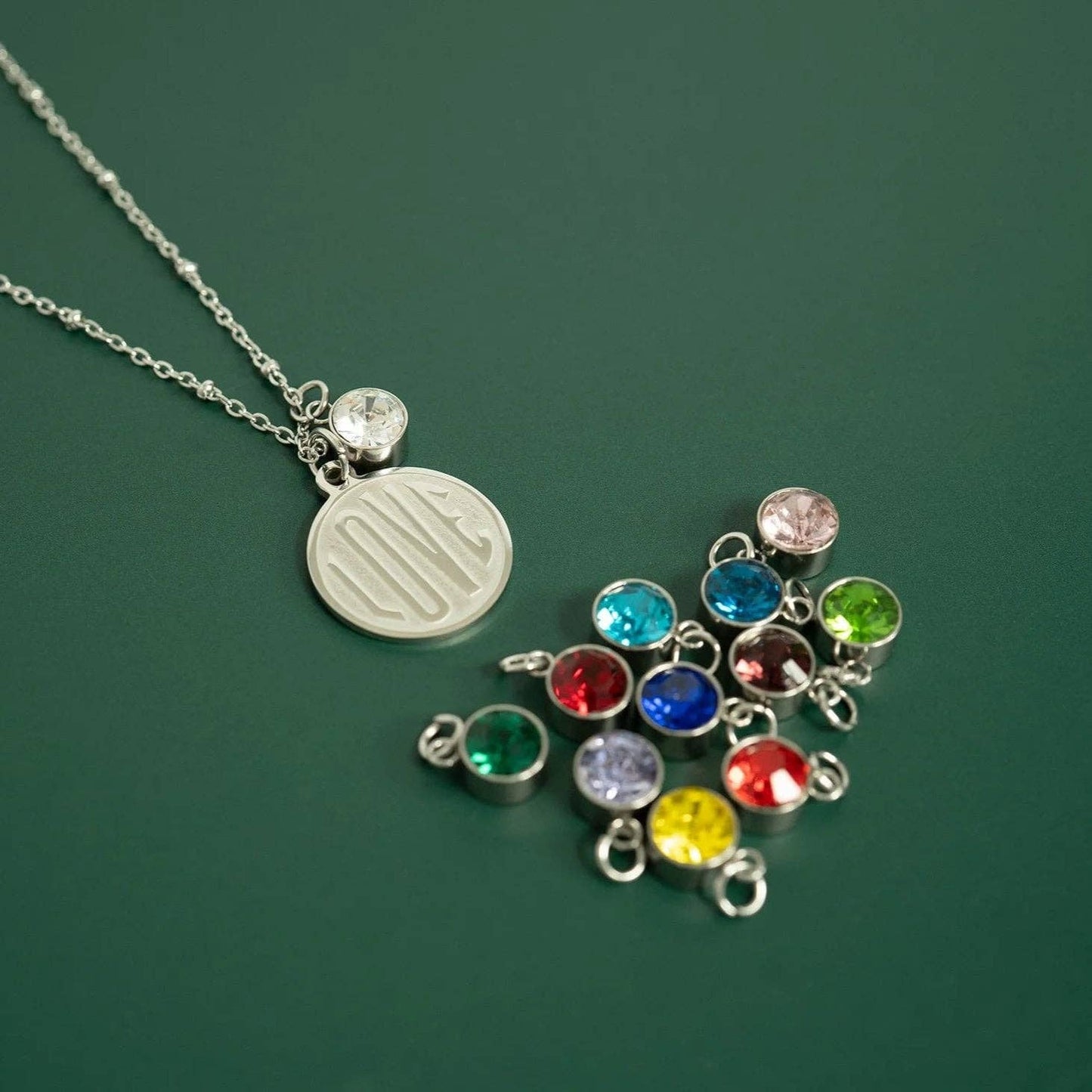 Stainless Steel Round Birthstone Charm (8mm)