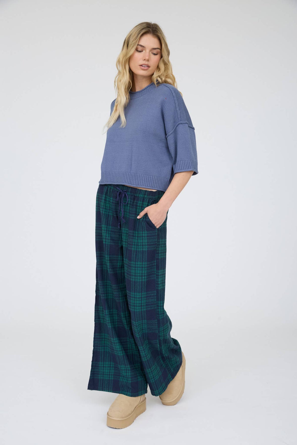 EXPOSED SEAM DROP SHOULDER SHORT SLEEVE PULLOVER - Blu Pepper