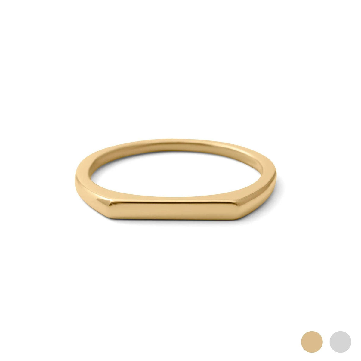 18K Gold PVD Stainless Steel Dainty Flat Blank Stack Ring - WJW