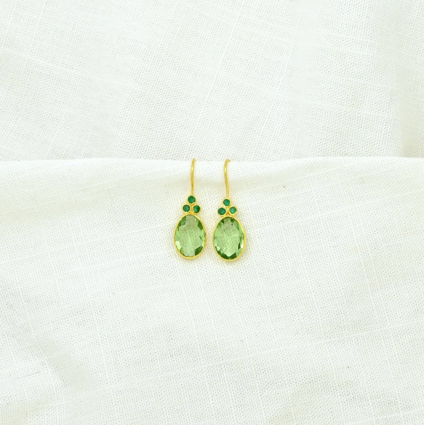 Schmuckoo Berlin - Delilah Earring Gold Plated Silver 925- Prasiolite & Emerald