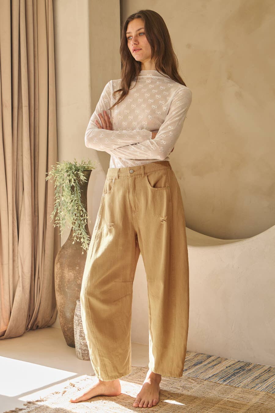 Oddi - Acid Washed Colored Barrel Denim Pants