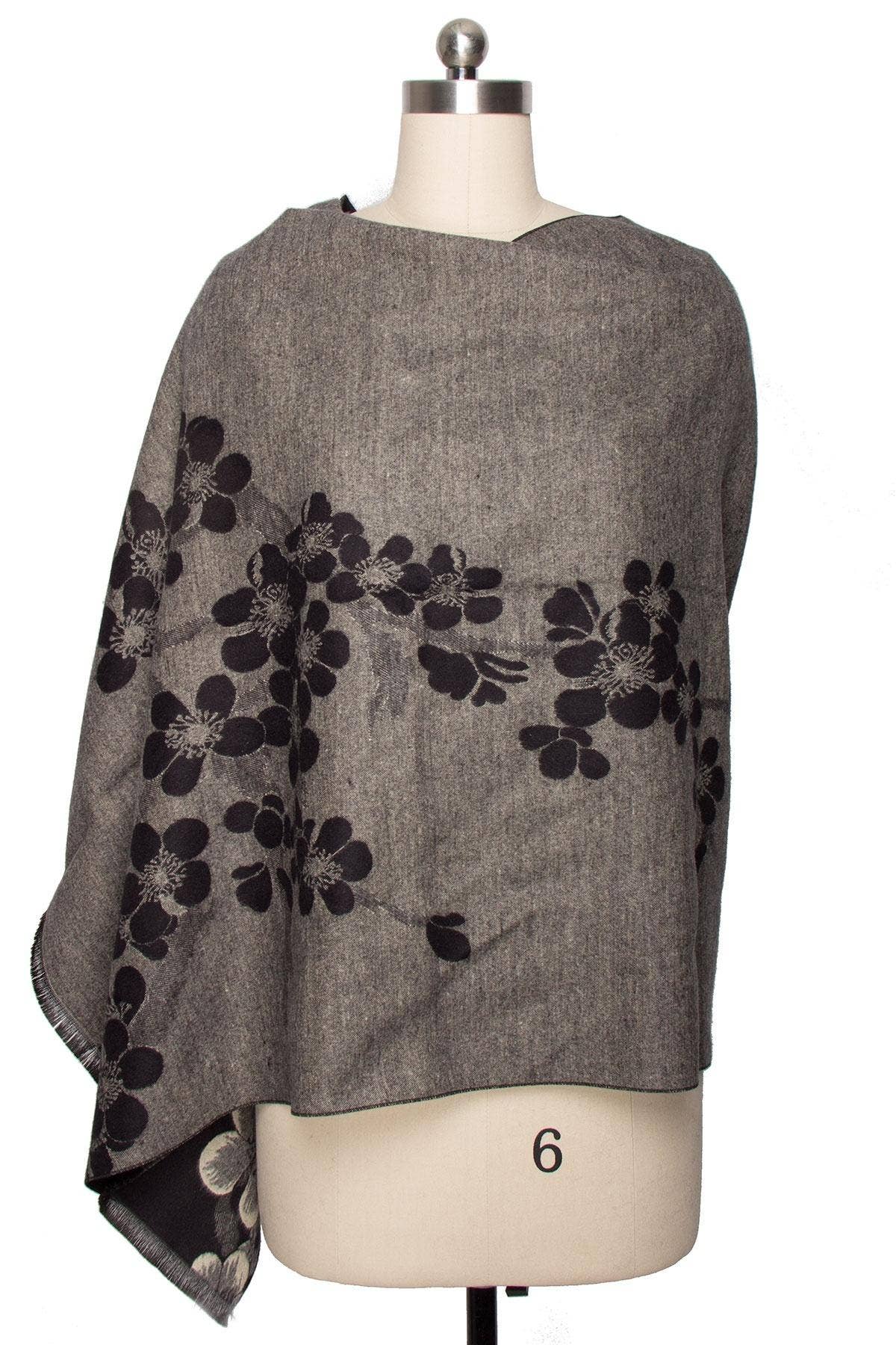 SAACHI - Two Color Floral Reversible Scarf