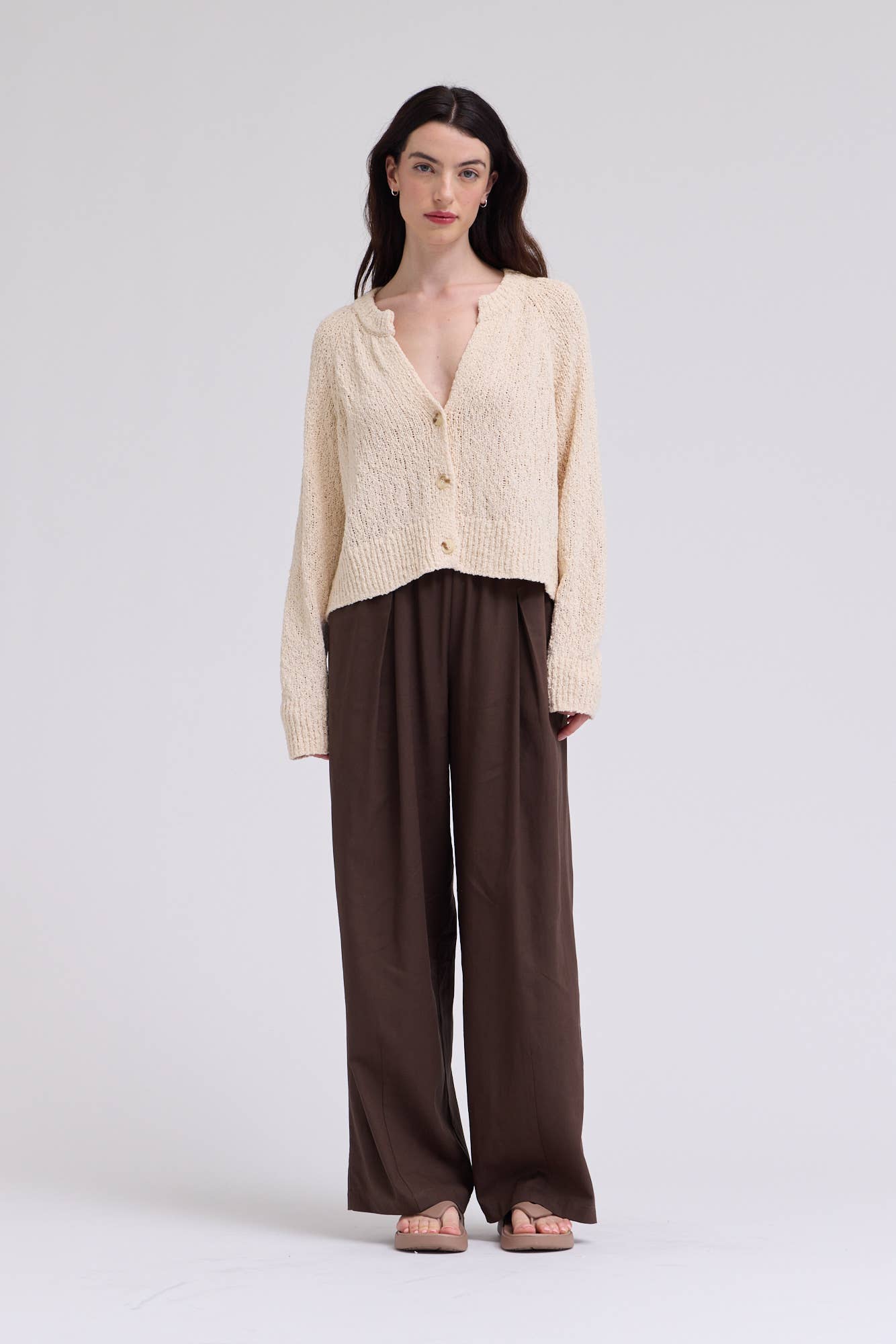 Grade & Gather - 80476TY - TEXTURED VNECK CARDIGAN