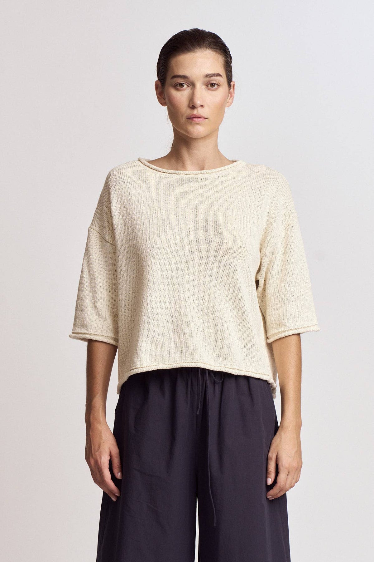 Grade & Gather - 42221 - ROLLED EDGE LOOSE FIT SWEATER TOP