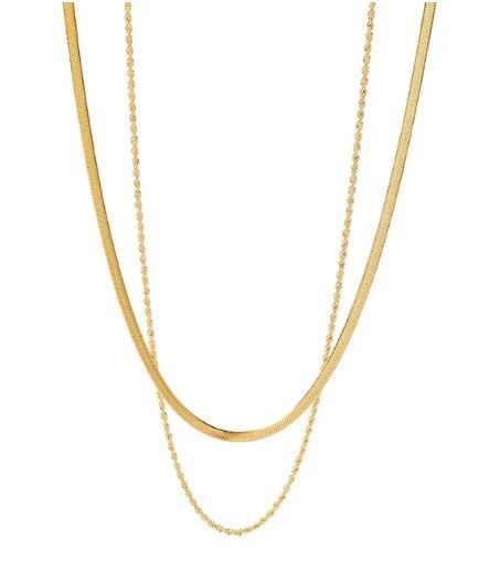 Bella Herring Bone and Rope Chain Stack Necklace