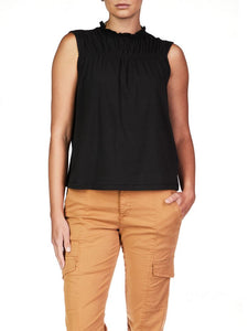 SLEEVELESS SHIRRED TOP