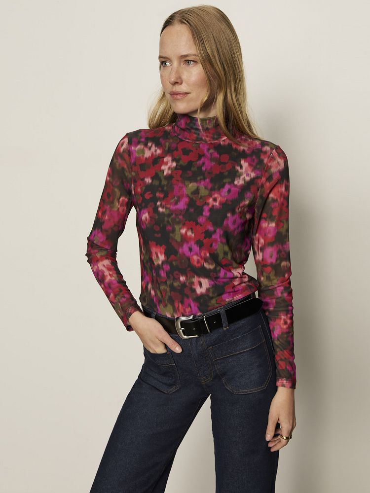 LONG SLEEVE MESH MOCK