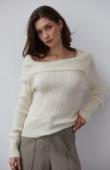 Shanie Off Shoulder Brushed Sweater Top
