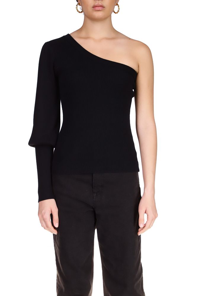ONE SHOULDER RIB SWEATER
