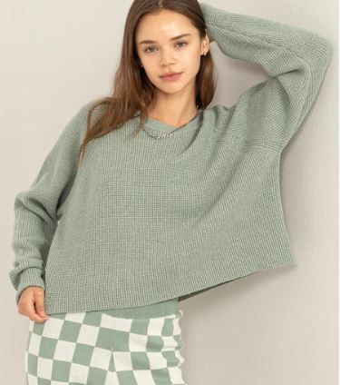 PRETTY PLEASED OVERSIZED RAGLAN SLEEVE SWEATER