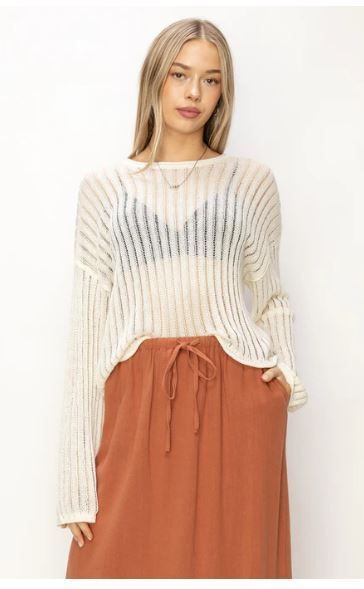 OPEN KNIT LONG SLEEVE SWEATER